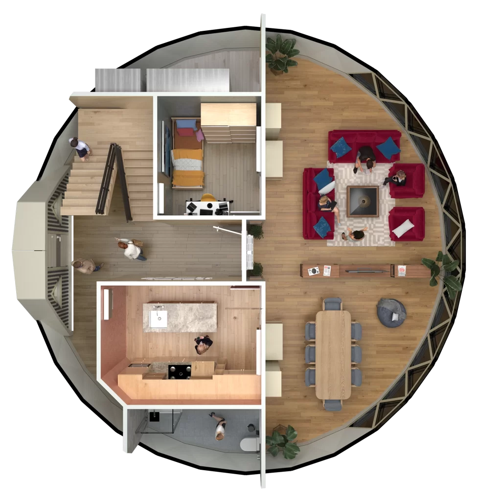 Modular Dome Earthquake Resistant Merih Type Steel Dome House Turkey Duplex Floor Plan 1