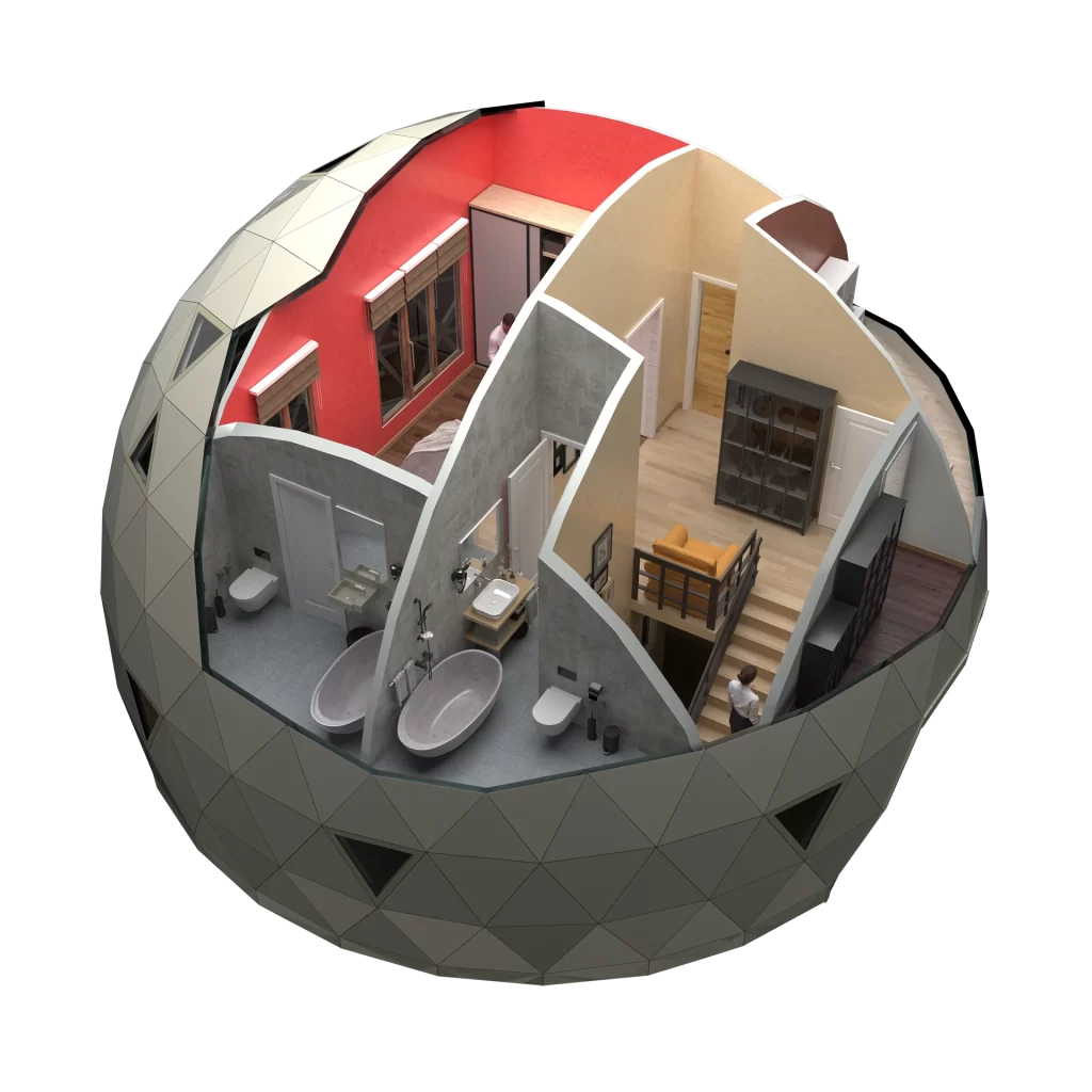 Modular Dome Earthquake Resistant Merih Type Steel Dome House Turkey Duplex Floor Plan 10