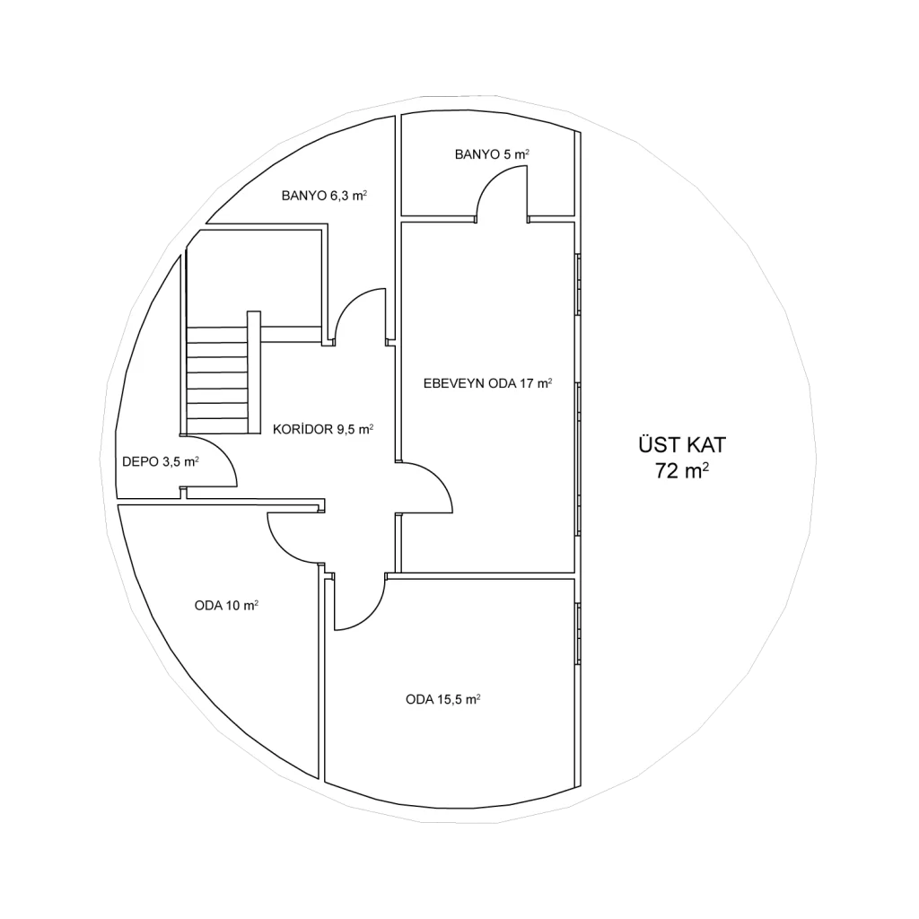 Modular Dome Earthquake Resistant Merih Type Steel Dome House Turkey Duplex Floor Plan 3