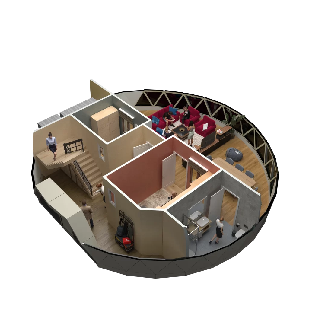 Modular Dome Earthquake Resistant Merih Type Steel Dome House Turkey Duplex Floor Plan 4