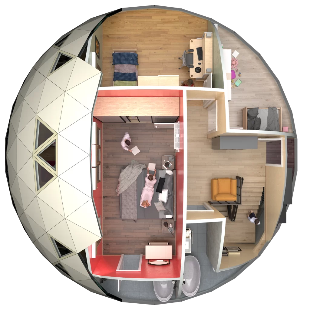 Modular Dome Earthquake Resistant Merih Type Steel Dome House Turkey Duplex Floor Plan 6
