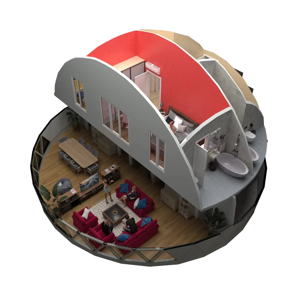 Modular Dome Earthquake Resistant Merih Type Steel Dome House Turkey Duplex Floor Plan 7